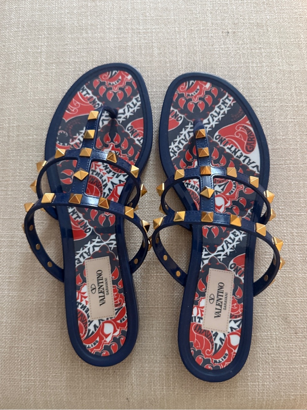 Valentino PVC Rockstud Sandals with Printed Insole